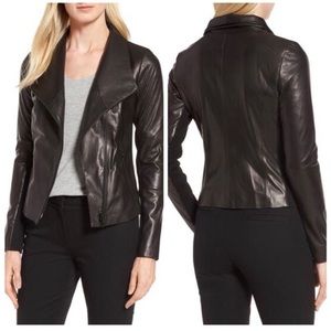 Nordstrom Signature Stand Collar leather jacket- size large